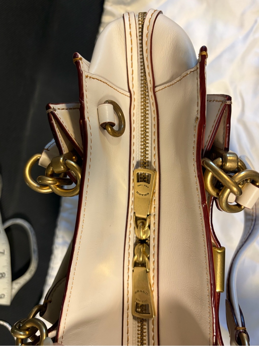 Coach Dreamer Brown Signature Satchel with Cream Trim and Gold Hardware - Picture 6 of 16